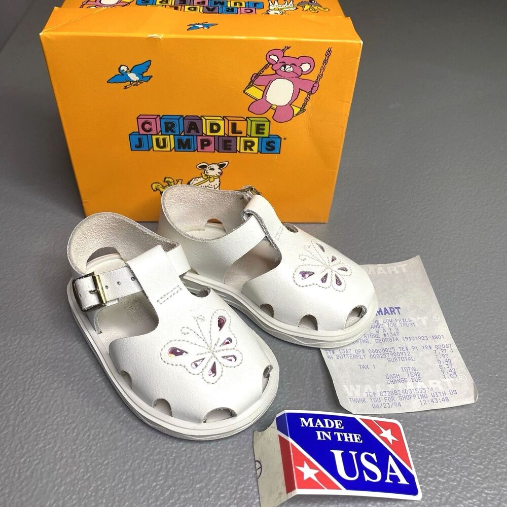 Cradle Jumpers Lea Butterfly Leather Sandals Vintage Baby Girl 3 Receipt NIB USA